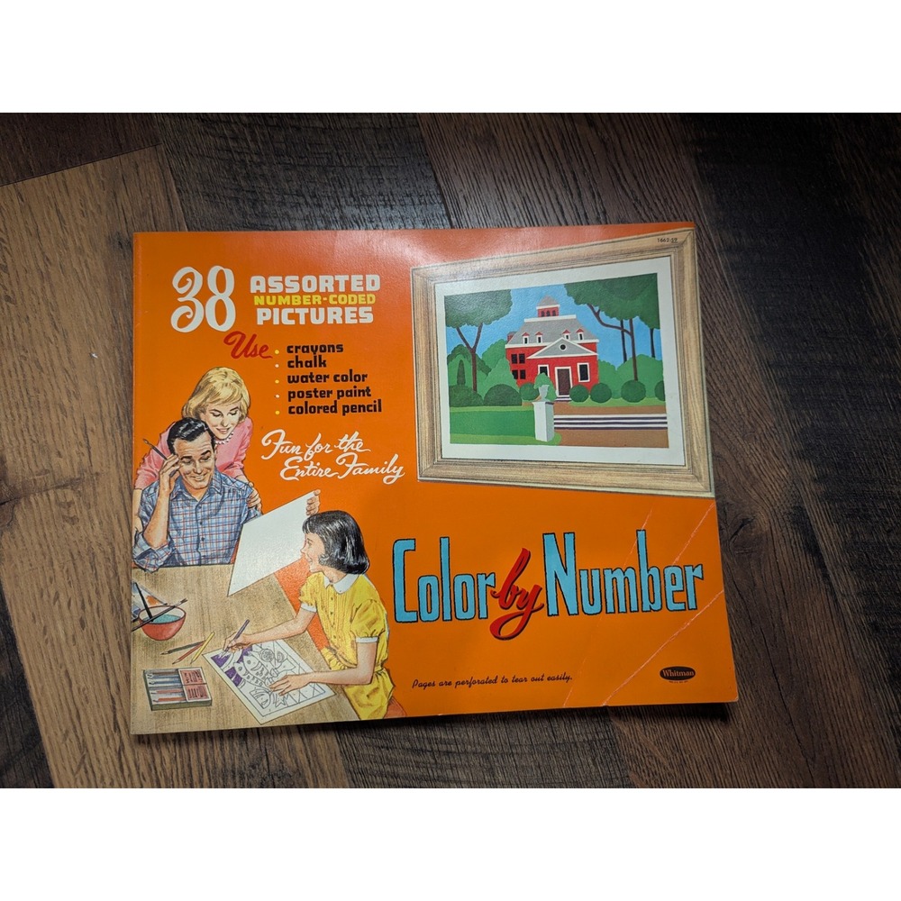 1960s Whitman Color by Number Assorted Pictures Book Vintage 11x13
